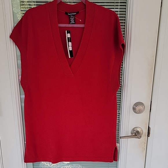 Ellen Tracy Sweaters - Ellen Tracy Vintage 90's Cashmere Deep V-Neck Sweater Vest Color is Ruby Sz M